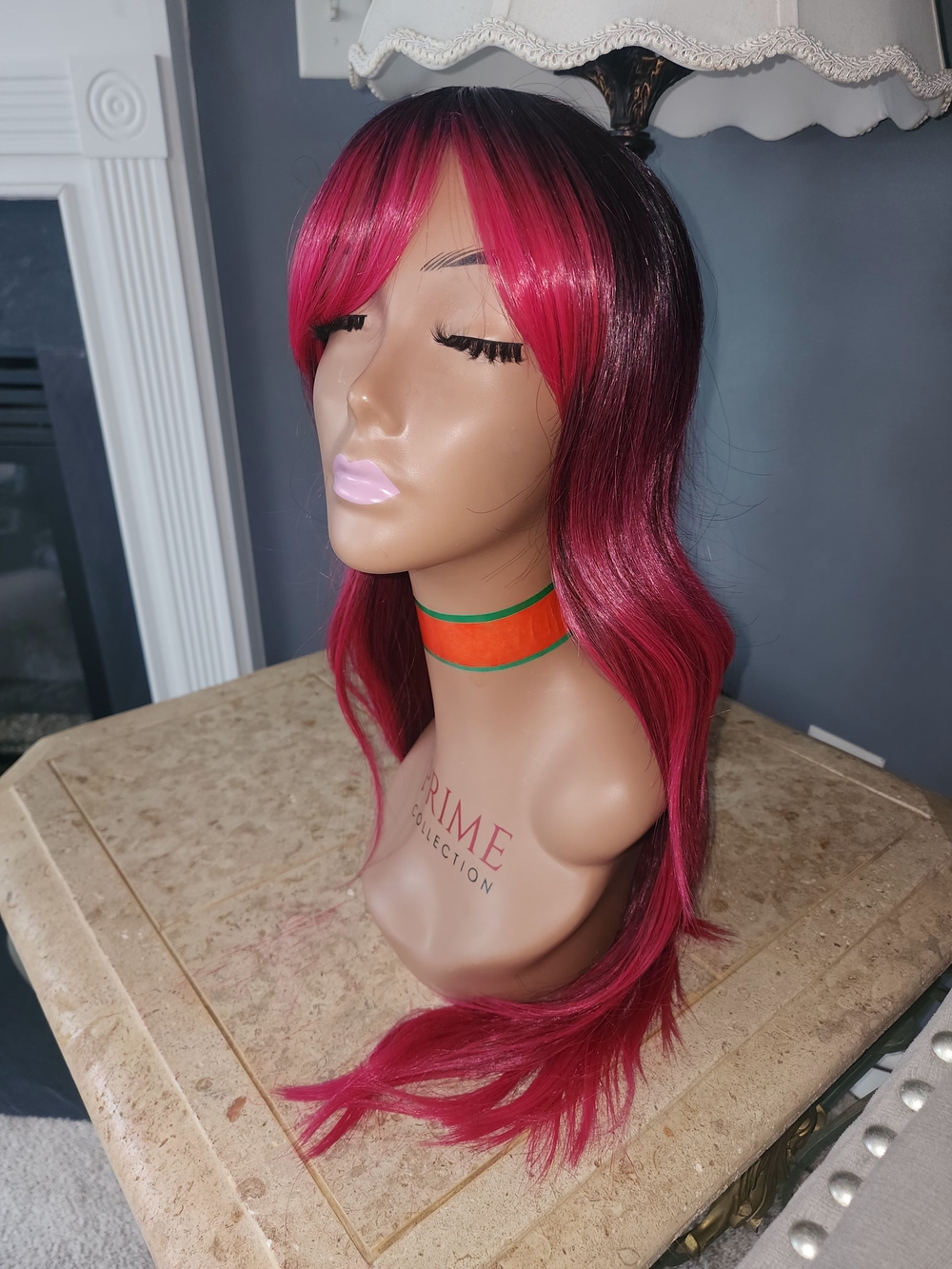 Pure Collection Black to Hot Pink Ombre Wig with Side Bangs